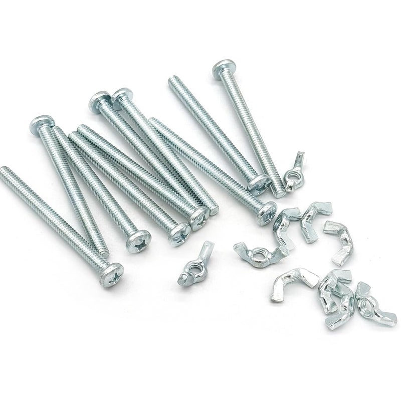 Matrelt 20Pack 1/4"-20 x3 Screw Bolts and Wing Nut Kit 10pcs Machine Screws with Round Head Phillips 10pcs Butterfly Hand Twist Tighten Nut Zinc Plated Hardware Fitting Fastenings Assortment Kit - Image 5